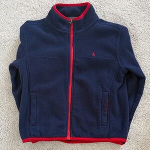 Kids Ralph Lauren Navy Fleece Jacket with Red Trim